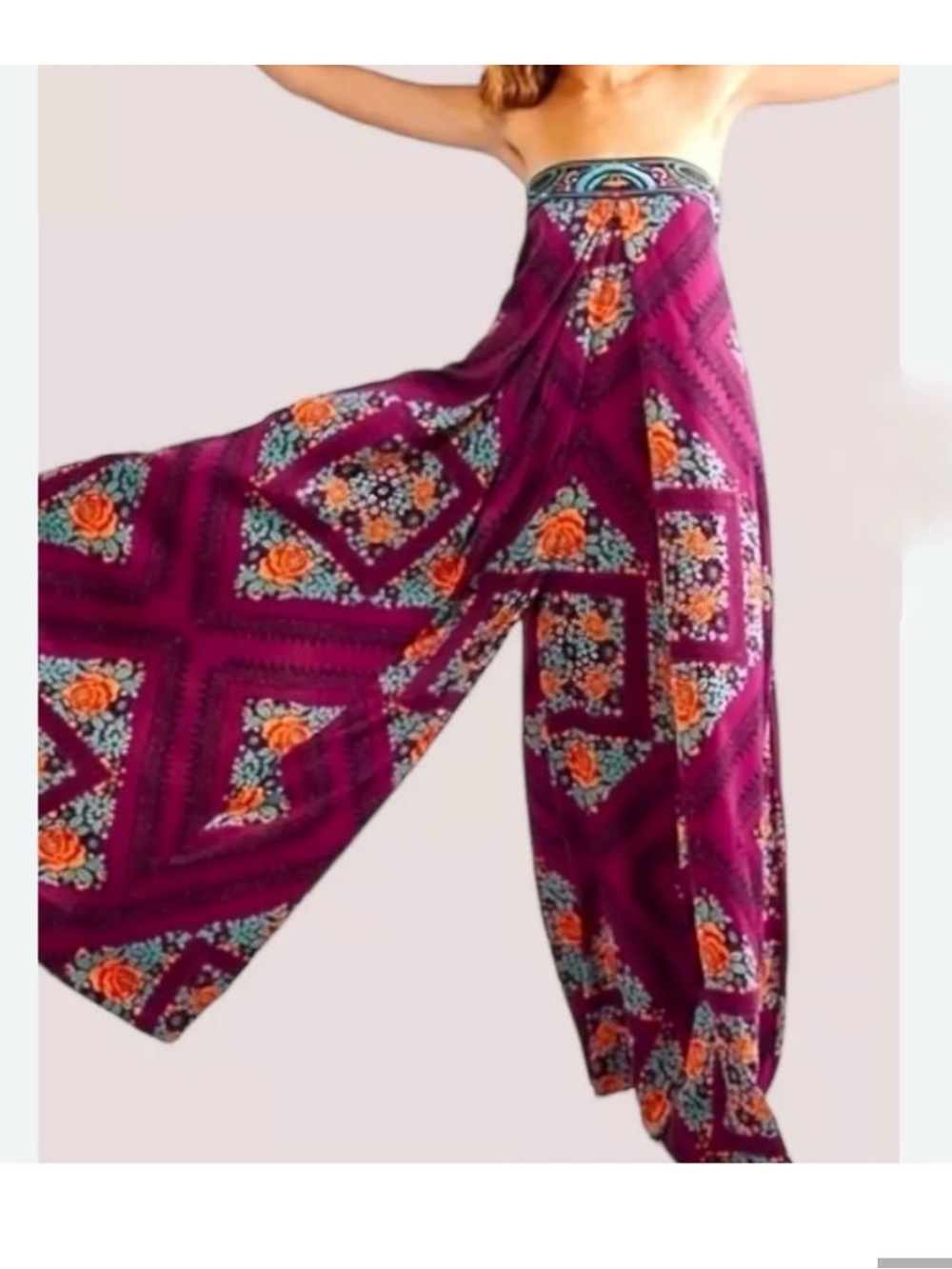 Free People Plum Floral Serendipity Jumpsuit